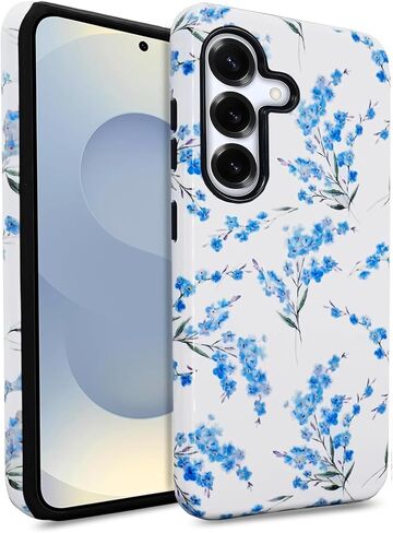J.west Compatible with Samsung Galaxy S25 Case 6.2 inch with 2 Pack Tempered Glass Screen Protectors Cute Floral Flowers Hybrid Cover for Girls Women Aesthetic Protective Phone Cases Pink Spring in Saudi Arabia