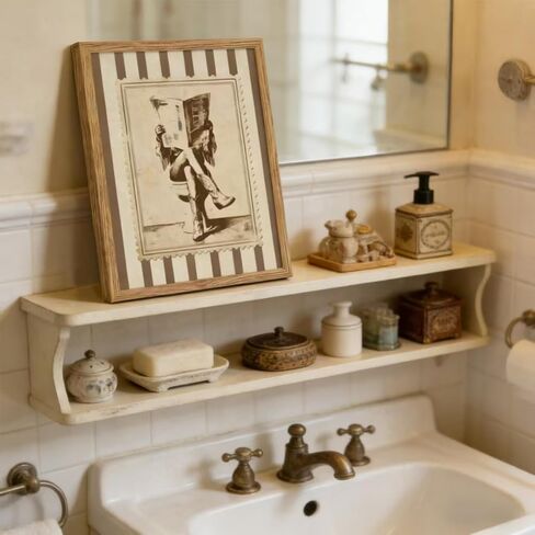Framed Vintage Cowgirl Funny Bathroom Canvas Wall Art, Retro Stamp Style Western Rustic Wall Decor, Beige Brown Cowboy Boots Picture for Bathroom Laundry Room Bedroom Farmhouse Home Decoration in Kuwait