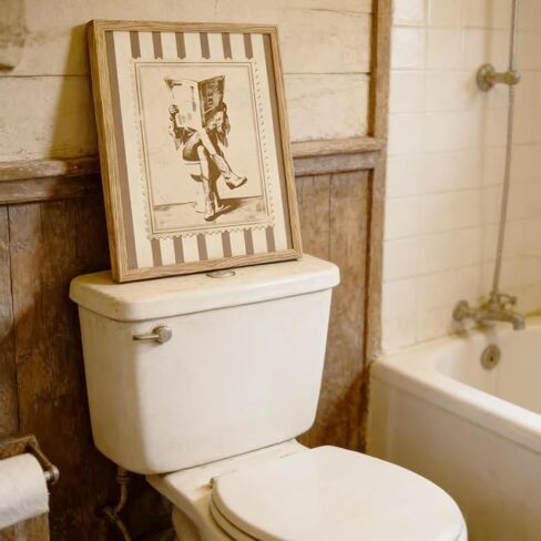 Framed Vintage Cowgirl Funny Bathroom Canvas Wall Art, Retro Stamp Style Western Rustic Wall Decor, Beige Brown Cowboy Boots Picture for Bathroom Laundry Room Bedroom Farmhouse Home Decoration in Kuwait