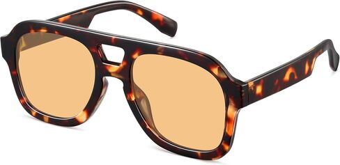 Oversized Flat Top Sunglasses for Women Men, Retro 70s Chunky Aviator Style with Double Bridge, Trendy Square Shades in Kuwait