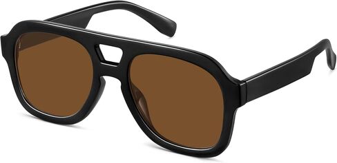 Oversized Flat Top Sunglasses for Women Men, Retro 70s Chunky Aviator Style with Double Bridge, Trendy Square Shades in Kuwait