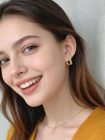 Small Hoop Earrings for Women Glitter Hoops Gold Plated with 925 Sterling Silver Post in Saudi Arabia