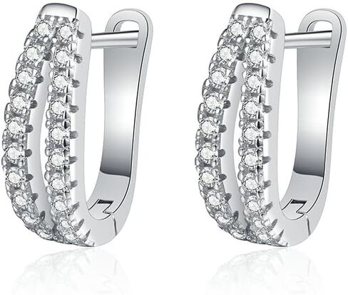 14K Gold Diamond Hoop Earrings for Women, 0.6 Carat Internally Flawless Excellent Cut D-Color in U-Shape, Upscale Minimalist Fashion Accessory in Kuwait