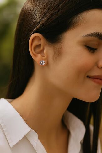 AeraVida Continuity Celtic Knot Donut .925 Sterling Silver Stud Earrings | Delicate Sterling Silver Stud Earring for women | Celtic Knot Stud Earrings in Kuwait