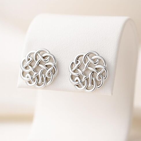 AeraVida Continuity Celtic Knot Donut .925 Sterling Silver Stud Earrings | Delicate Sterling Silver Stud Earring for women | Celtic Knot Stud Earrings in Kuwait