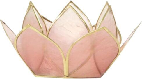 Om Gallery Mini Gemstone Lotus Tealight Holder - Handcrafted Capiz Shell Design for Soft Glow, Elegant Home & Table Decor, Wedding Centerpiece, Votive Candle Styling & Thoughtful Gifting - Rose Quartz in Saudi Arabia