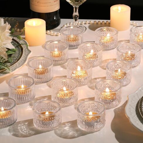 Lanttu 15 Pcs Clear Tealight Candle Holders Bulk Glass Votive Candle Holders Set for Wedding Table Centerpiece Home Party Holiday Decor in Saudi Arabia