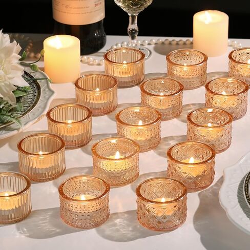 Lanttu 15 Pcs Clear Tealight Candle Holders Bulk Glass Votive Candle Holders Set for Wedding Table Centerpiece Home Party Holiday Decor in Saudi Arabia