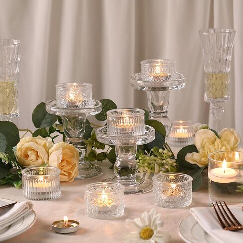 Lanttu 15 Pcs Clear Tealight Candle Holders Bulk Glass Votive Candle Holders Set for Wedding Table Centerpiece Home Party Holiday Decor in Saudi Arabia