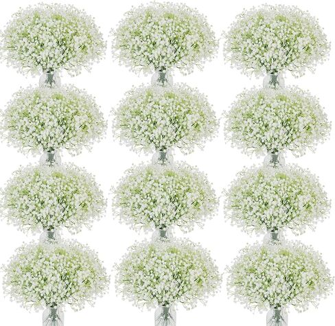 Artificial Flowers 160 Pcs Babys Breath Artificial Flowers White Babys Breath Flowers Artificial Bulk Real Touch Fake Gypsophila Realistic Flowers for Wedding Home DIY Tables Decoration in Kuwait