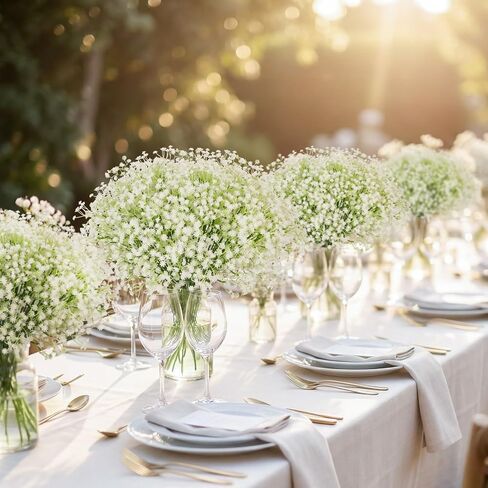 Artificial Flowers 160 Pcs Babys Breath Artificial Flowers White Babys Breath Flowers Artificial Bulk Real Touch Fake Gypsophila Realistic Flowers for Wedding Home DIY Tables Decoration in Kuwait