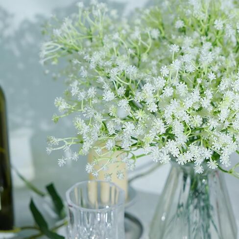 Artificial Flowers 160 Pcs Babys Breath Artificial Flowers White Babys Breath Flowers Artificial Bulk Real Touch Fake Gypsophila Realistic Flowers for Wedding Home DIY Tables Decoration in Kuwait