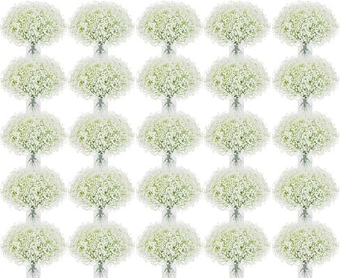 Artificial Flowers 160 Pcs Babys Breath Artificial Flowers White Babys Breath Flowers Artificial Bulk Real Touch Fake Gypsophila Realistic Flowers for Wedding Home DIY Tables Decoration in Kuwait