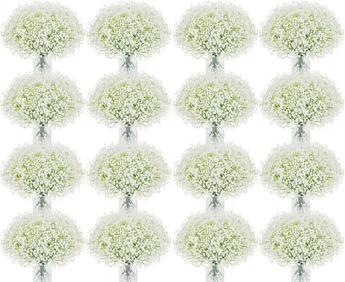Artificial Flowers 160 Pcs Babys Breath Artificial Flowers White Babys Breath Flowers Artificial Bulk Real Touch Fake Gypsophila Realistic Flowers for Wedding Home DIY Tables Decoration in Kuwait