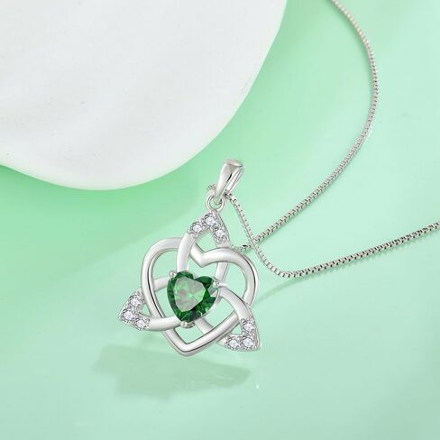 FJ Irish Celtic Knot Jewelry Set for Women 925 Sterling Silver Emerald Necklace and Earrings Set May Birthstone Jewelry Gifts in Kuwait