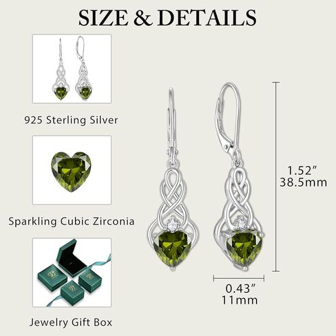 FJ Infinity Celtic Knot Jewelry Set for Women 925 Sterling Silver Peridot Necklace and Earrings Set August Birthstone Jewelry Gifts in Kuwait