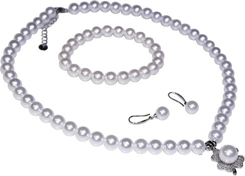 10mm South Sea Pearl Necklace Bracelet Earrings Jewelry Set for Women Wedding Birthday Anniversary Christmas Jewelry Gift in Saudi Arabia