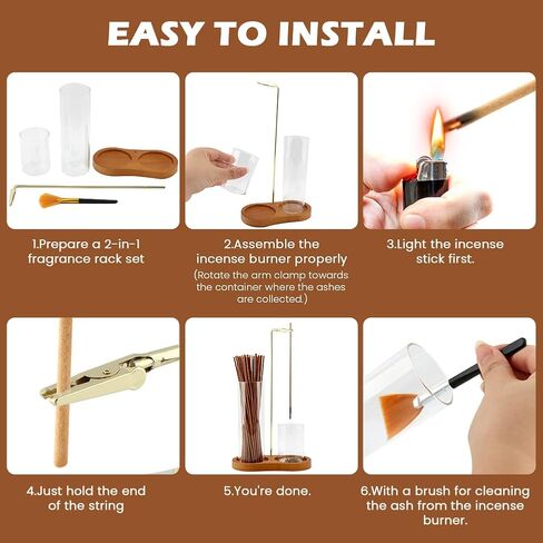 2 in 1 Incense Holder for Sticks,Wooden incence Holder with Detachable Glass Ash Catcher & inscent Sticks Organizer and a Ash Brush, for Meditation Yoga Spa Room Decor in Saudi Arabia