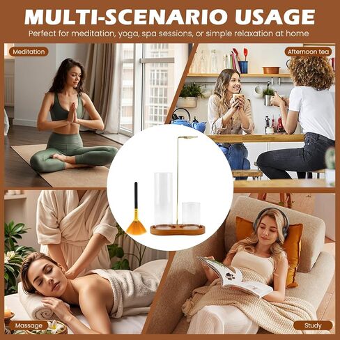 2 in 1 Incense Holder for Sticks,Wooden incence Holder with Detachable Glass Ash Catcher & inscent Sticks Organizer and a Ash Brush, for Meditation Yoga Spa Room Decor in Saudi Arabia