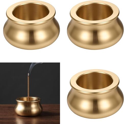 3Pcs Incense Holder, Mini Dual-Purpose Copper Incense Cones Holder, Gold Cone Stick Burner Plate Tower Bowl Holders Home Decoration in Kuwait