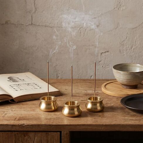 3Pcs Incense Holder, Mini Dual-Purpose Copper Incense Cones Holder, Gold Cone Stick Burner Plate Tower Bowl Holders Home Decoration in Kuwait