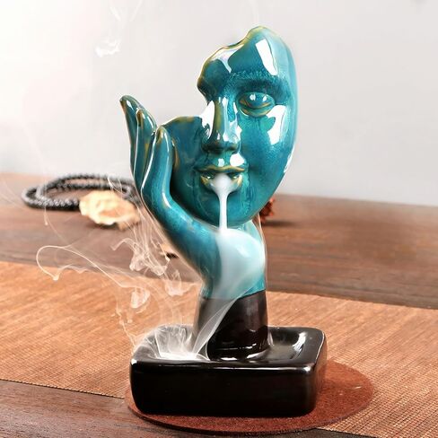 Backflow Ceramic Incense Burner for Incense Cones Creative Half Face Contemplate Reverse Flow Censer Incense Stick Holder in Saudi Arabia