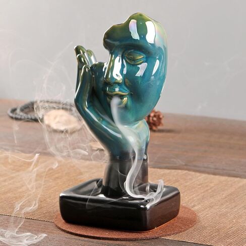 Backflow Ceramic Incense Burner for Incense Cones Creative Half Face Contemplate Reverse Flow Censer Incense Stick Holder in Saudi Arabia