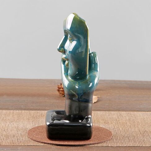 Backflow Ceramic Incense Burner for Incense Cones Creative Half Face Contemplate Reverse Flow Censer Incense Stick Holder in Saudi Arabia