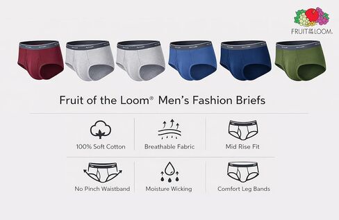 سراويل داخلية رجالي من Fruit of the Loom مصنوعة من القطن المسامي، 6 قطع - 6 قطع - متنوعة مقاس XX-Large in Kuwait