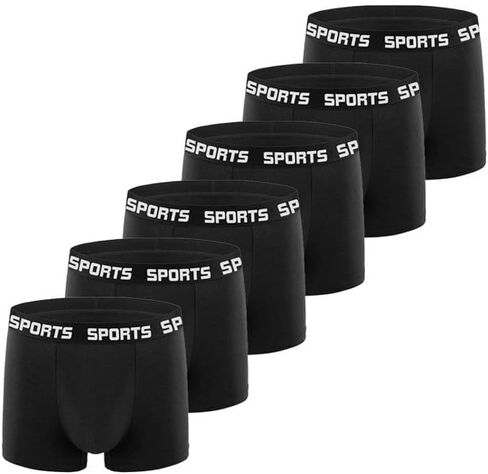6 pcs Men's Boxer Underwear, Soft Breathable Boxers Briefs, Moisture-Wicking Underwear for Men（Black） in Kuwait
