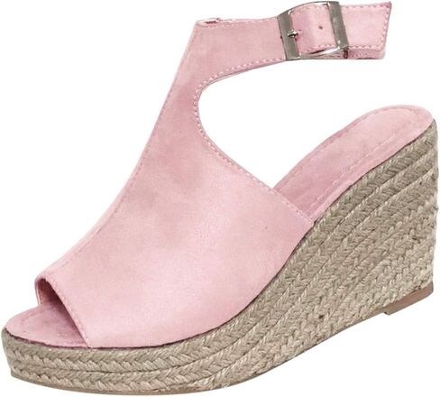 Womens Espadrille Wedge Sandals Summer Ankle Strap Buckle Open Toe Sandals Dressy Platform Wedges High Heels in Saudi Arabia