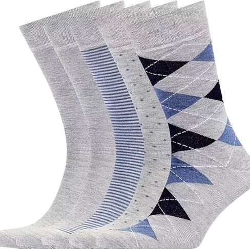 Mens Dress Socks Classic Business Casual Pattern,Anti-Odor&Breathable,5-Pairs Crew Sock for Men Shoe Size 5-13 in Saudi Arabia