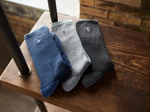 Polo Men's Mercerized Cotton Ribbed Slack Socks 3 Pair Pack, Charcoal, Men's Shoe Size 6.5-12 in Kuwait