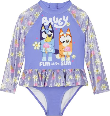 Bluey Bathing Suit, Girls Swimsuit with Long Sleeves, Kids Swimsuit for The Beach Or Pool, Cute Bathing Suits for Girls in Kuwait