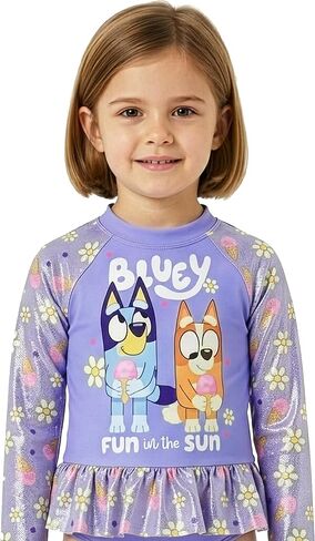 Bluey Bathing Suit, Girls Swimsuit with Long Sleeves, Kids Swimsuit for The Beach Or Pool, Cute Bathing Suits for Girls in Kuwait