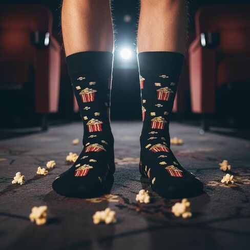 Popcorn Dress Socks Funny Novelty Crazy Fun Design Men Size 8-12 Cotton Casual Crew Colorful Funky Fancy Socks Gift for Men in Kuwait