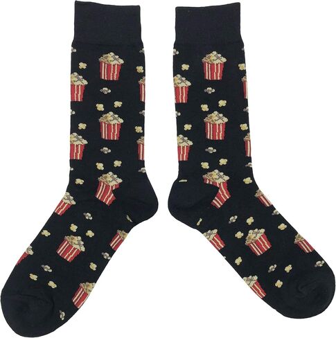 Popcorn Dress Socks Funny Novelty Crazy Fun Design Men Size 8-12 Cotton Casual Crew Colorful Funky Fancy Socks Gift for Men in Kuwait