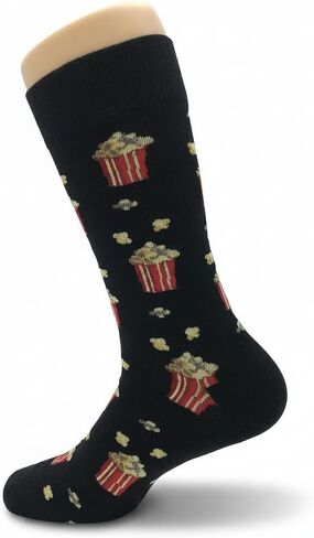 Popcorn Dress Socks Funny Novelty Crazy Fun Design Men Size 8-12 Cotton Casual Crew Colorful Funky Fancy Socks Gift for Men in Kuwait