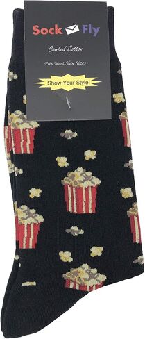 Popcorn Dress Socks Funny Novelty Crazy Fun Design Men Size 8-12 Cotton Casual Crew Colorful Funky Fancy Socks Gift for Men in Kuwait