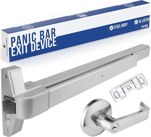 FORTSTRONG Commercial Push Bar Panic Exit Device (Silver) - Panic Bars for Exit Doors with Door Handle and Keys - UL Listed Grade 1 ADA Emergency Exit Door Push Bar Certified - FS-950 in Saudi Arabia
