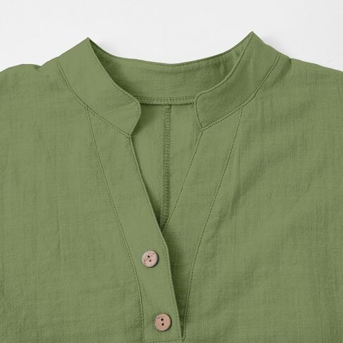 Girls Linen Shirt Short Sleeve Button Down Shirts V Neck Casual Tunic Blouse for Teens Girls Linen Tops School Uniform in Kuwait