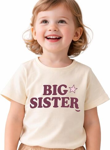 Big Sister Shirt for Girls Toddler Kids Sibling Announcement T-Shirt Promoted to Big Sis Summer Short Sleeve Top in Kuwait
