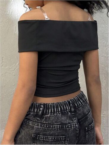 OYOANGLE Girl's Off The Shoulder Crop Top Short Sleeve Ruched Summer Casual T Shirt in Kuwait