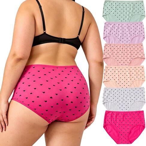 Women's Underwear Cotton Panties Plus Size XL-5XL Ladies Briefs 6 Pack Heart Pattern in Saudi Arabia