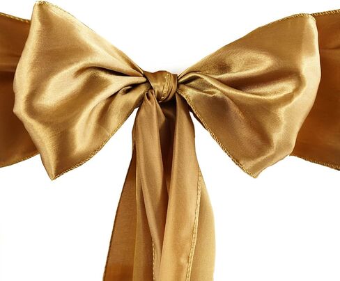 100 Antique Gold Satin Chair Sashes Bows Ties for Wedding Decorations Party Supplies Events Chair Covers Decor Banquet Reception in Saudi Arabia