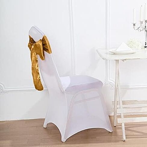 100 Antique Gold Satin Chair Sashes Bows Ties for Wedding Decorations Party Supplies Events Chair Covers Decor Banquet Reception in Saudi Arabia