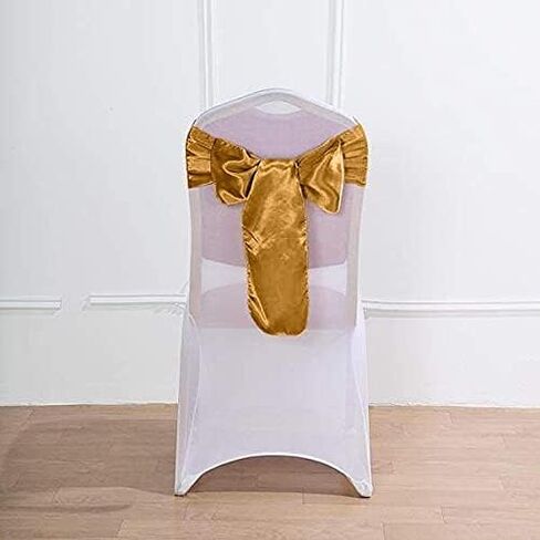 100 Antique Gold Satin Chair Sashes Bows Ties for Wedding Decorations Party Supplies Events Chair Covers Decor Banquet Reception in Saudi Arabia