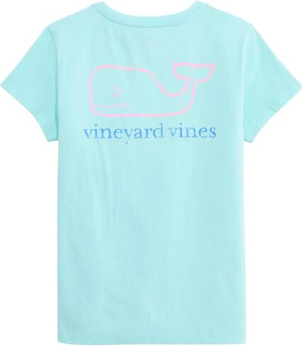 تي شيرت Vineyard Vines للفتيات ذو اللونين ذو الأكمام القصيرة بجيب على شكل حوت عتيق للفتيات in Kuwait