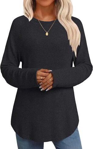 NORACORA Long Sleeve Shirts for Women Lightweight Loose Fit Tunic Tops Crew Neck Pullover Sweaters Shirts Fall Outfits 2026 in Saudi Arabia