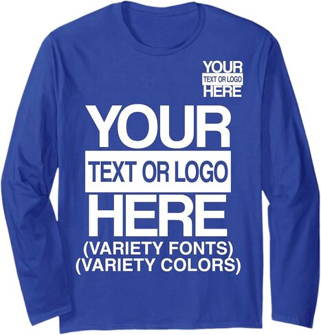 Custom Long Sleeve T-Shirt with Your Text or Logo, Variety Fonts and Colors, Business Logo Shirt in Kuwait